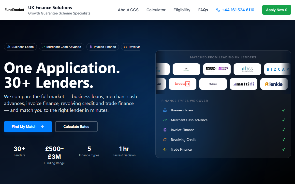 Screenshot of FundRocket website